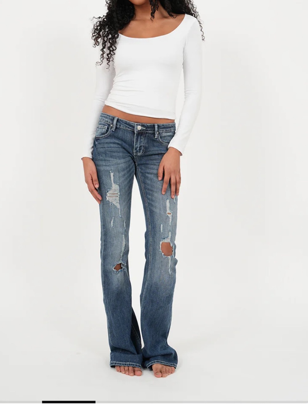 Abercrombie & Fitch Women's Distressed Blue Flare Jeans